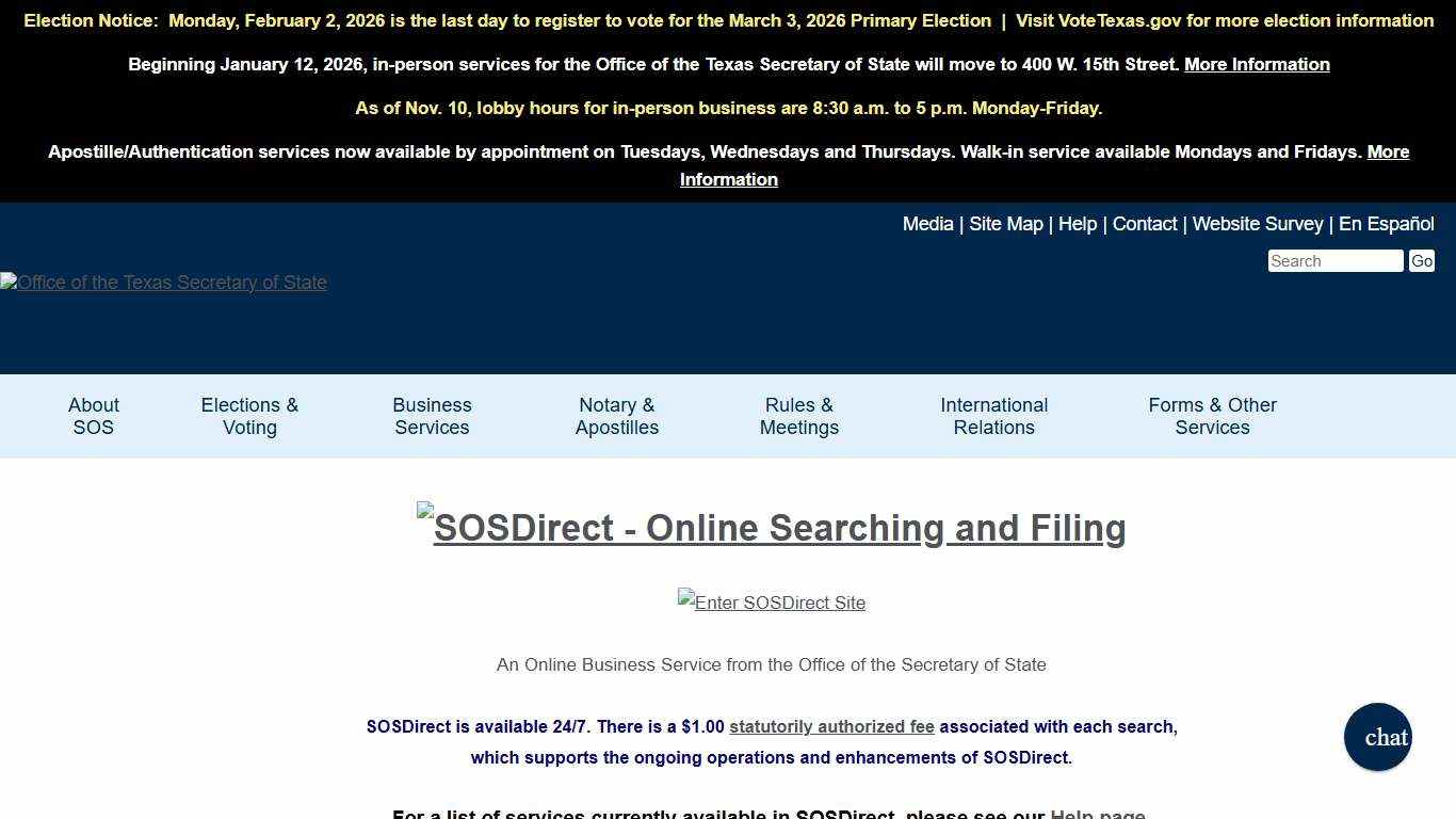 SOSDirect - An Online Business Service from the Office of the Secretary of State